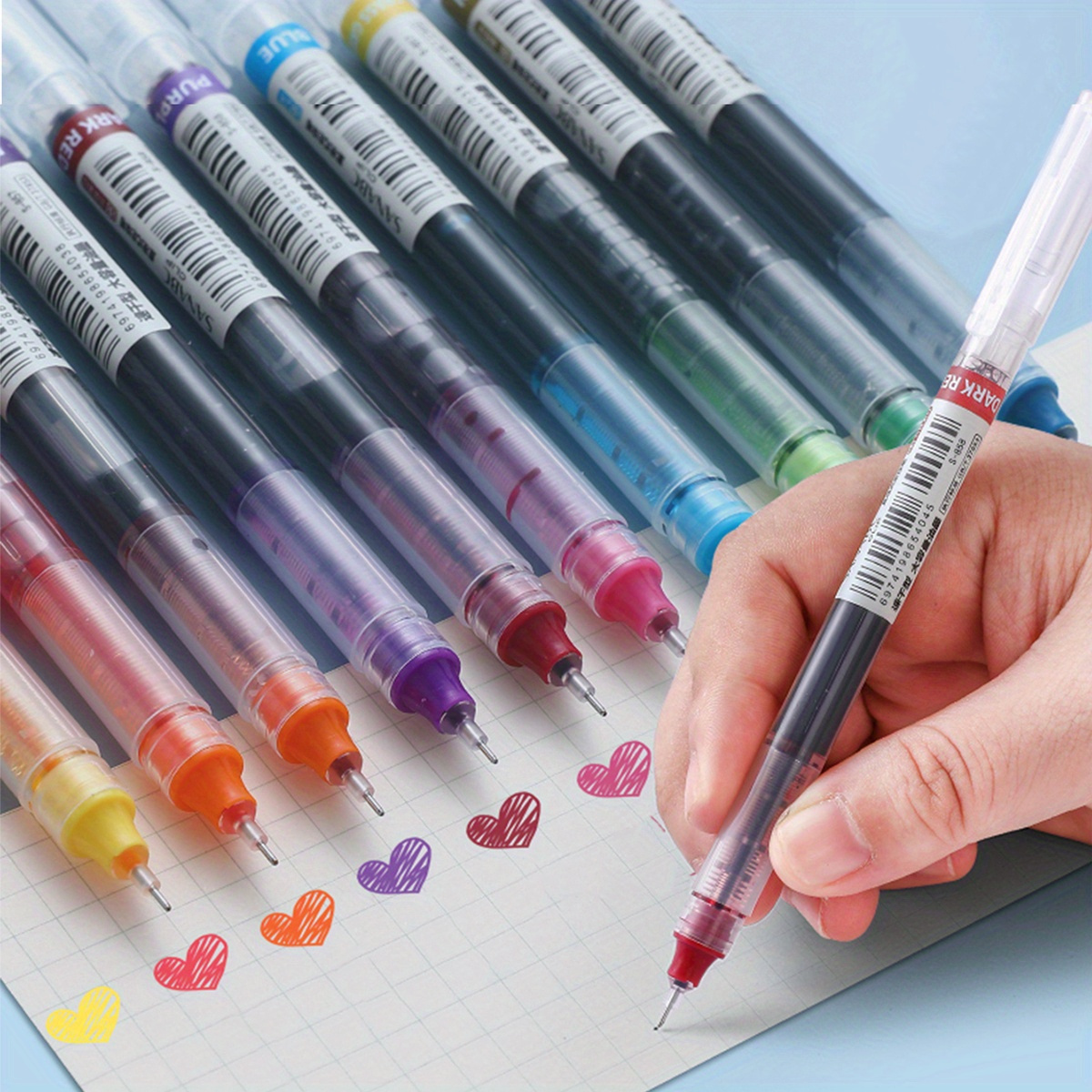 10pcs Quick-Drying Color Neutral Ballpoint Pens - 0.5mm Needle Carbon Pens - Perfect for Students!