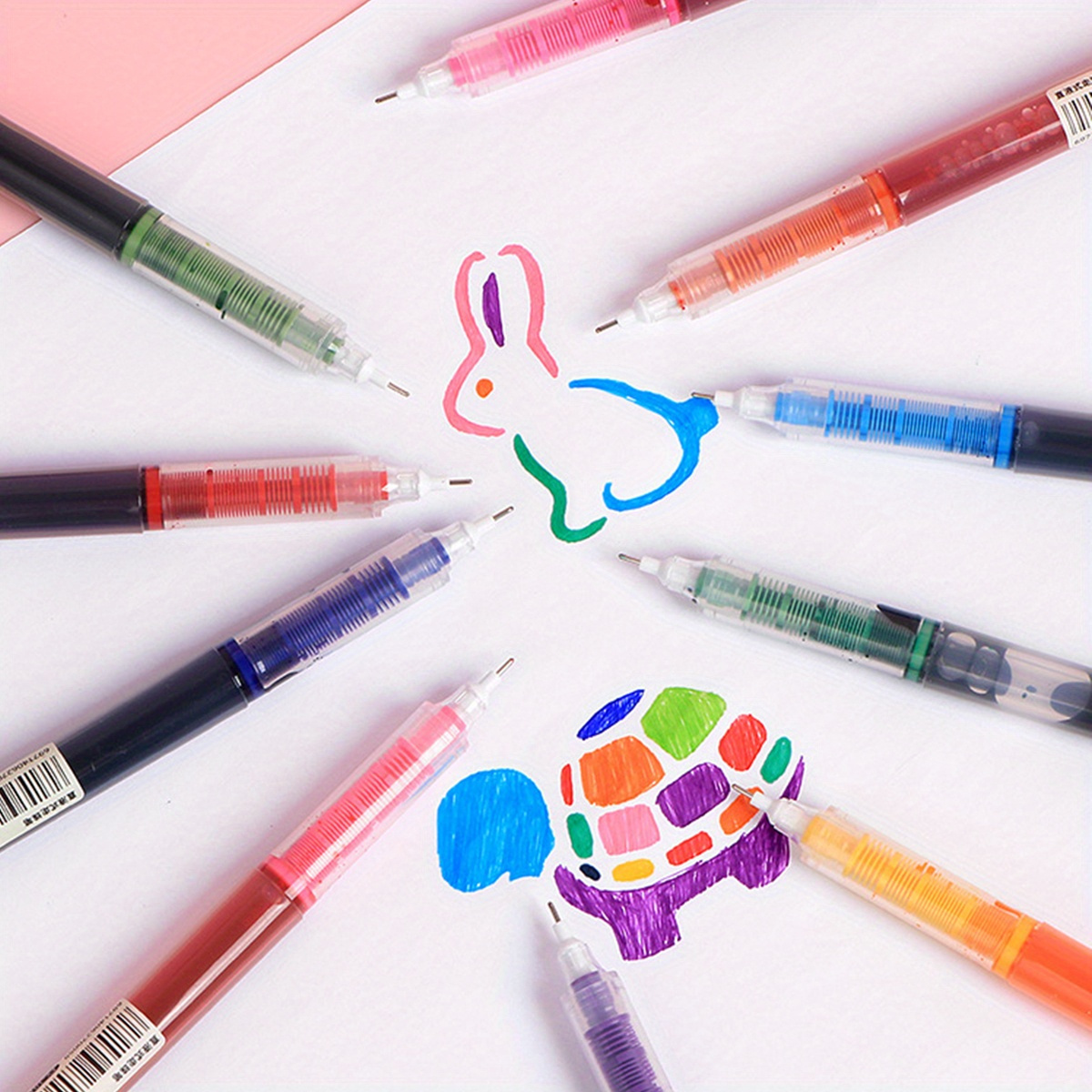 10pcs Quick-Drying Color Neutral Ballpoint Pens - 0.5mm Needle Carbon Pens - Perfect for Students!