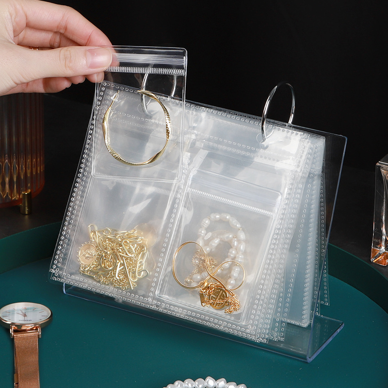 

1pc Jewelry Storage Display Rack, Plastic Transparent Dustproof 34/68 Grids Anti-oxidation Storage Bag, Packaging Bag Organizer Holder