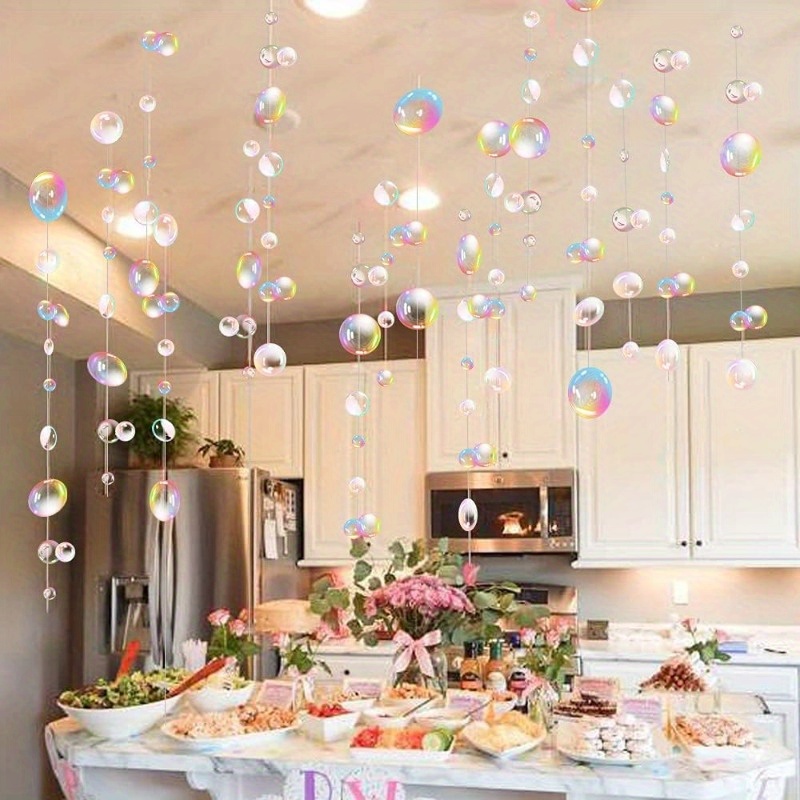 

4-pack Mermaid Party Decorations - Transparent Bubble Garlands With Blue Hanging Streamers For Birthdays, Weddings & Ocean-themed Events Under The Sea Party Decorations Ocean Party Decorations