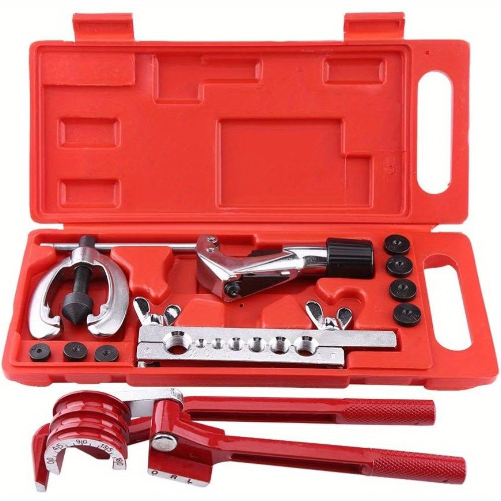 

Pipe Kit, Professional Brake Line Flare Kit Single Swaging Tool Brake Fuel Tube Repair Flare Kit With Cutter Bending Tool Set Hvac, Tubing, Copper Pipe