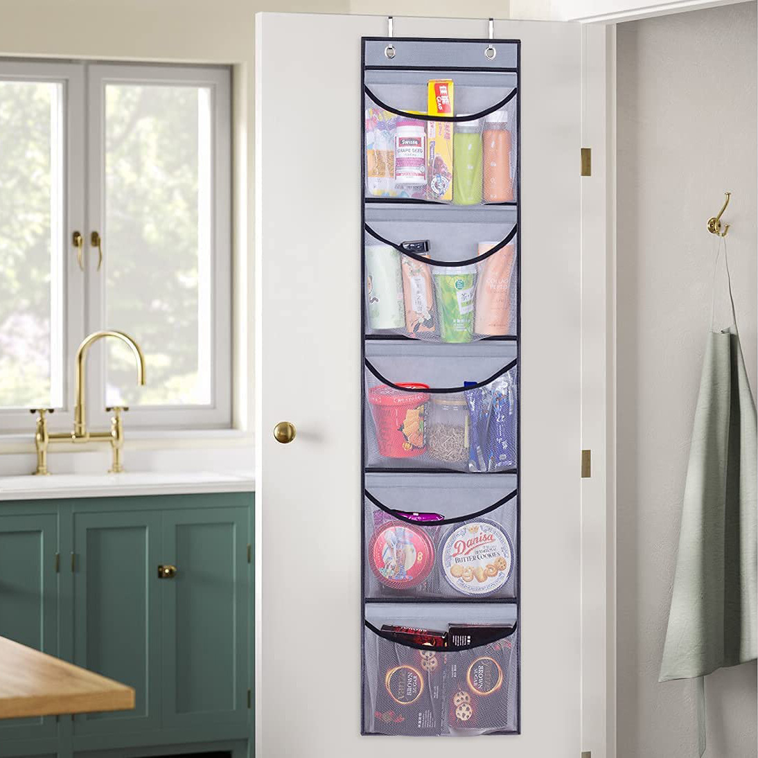 5 layer over the door organizer large hanging storage bag for toys clothes     non woven fabric with lining board details 2