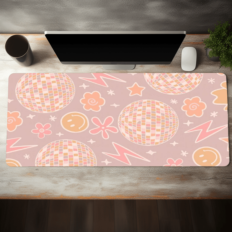 

Large Gaming Mouse Pad With Pink Disco Ball Design, Non-slip Rubber Base, Stitched Edges, Extended Desk Mat For Office And Home, Ideal Gift For Women And Girlfriend
