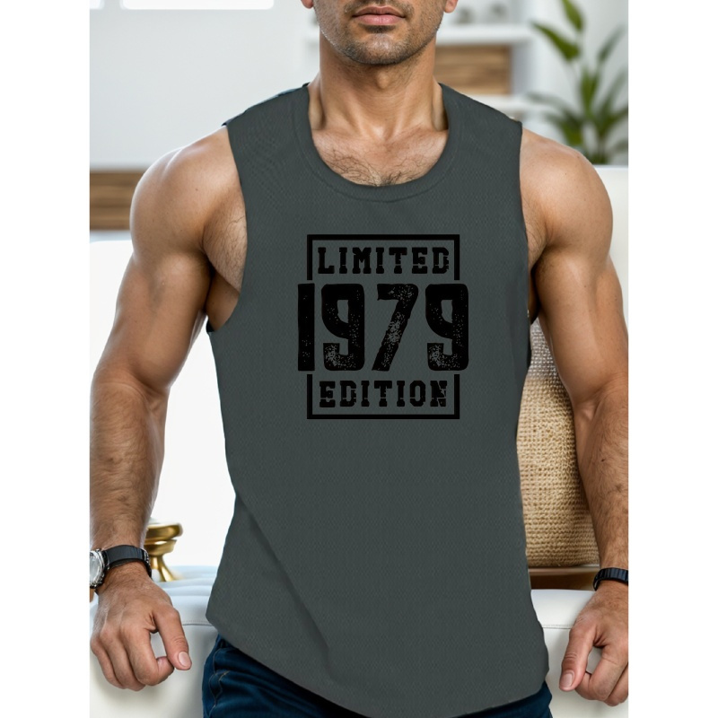 

Limited 1979 Edition Print Men's Sleeveless Tank Top, Athletic Tank Top, Casual Comfy Breathable Top For Outdoor Sports