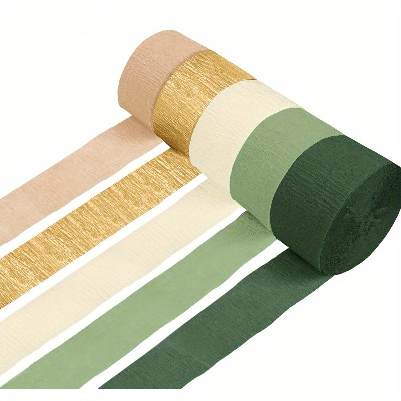 

5-pack Olive Green & Khaki Crepe Paper Streamers For Boho Wedding, Birthday, And Bridal Party Decorations - 14+ Paper Streamer Rolls