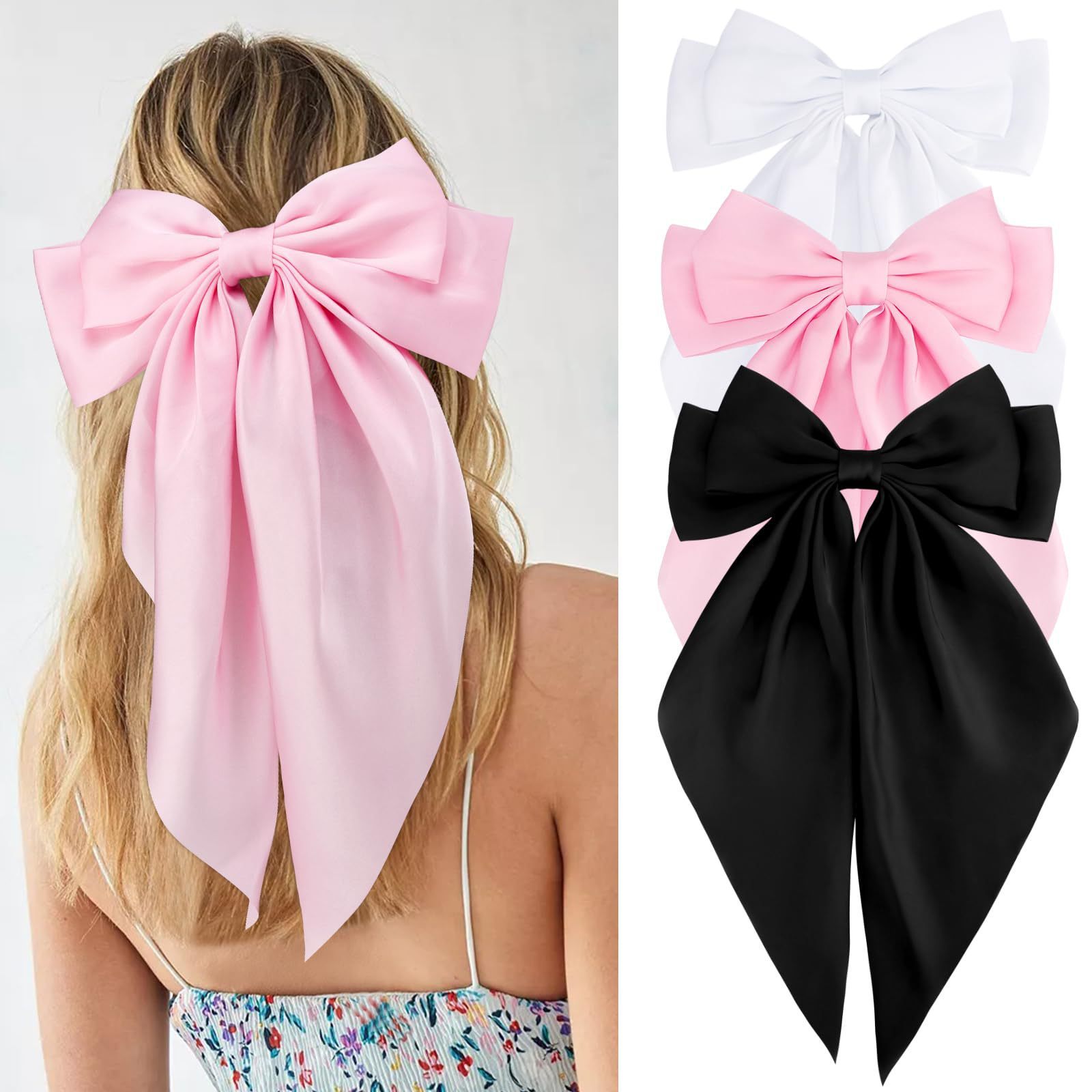

3-piece Set Elegant Tassel Hair Clips - Vintage Sweet Silky Ribbon Bow Barrettes For Women & Girls, Perfect For Casual Parties & Princess Fairy Style Accessories