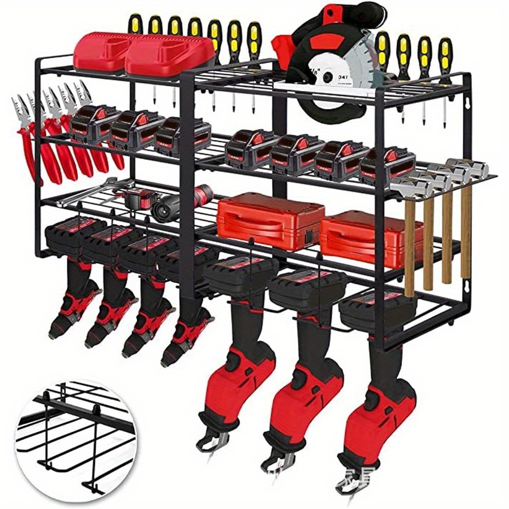 

Power Tool Organizer, Drill Holder Wall Mount, 4 Layers Garage Tool Organizers And Tool Storage Rack, Heavy Duty Metal Tool Shelf Screwdriver Holder