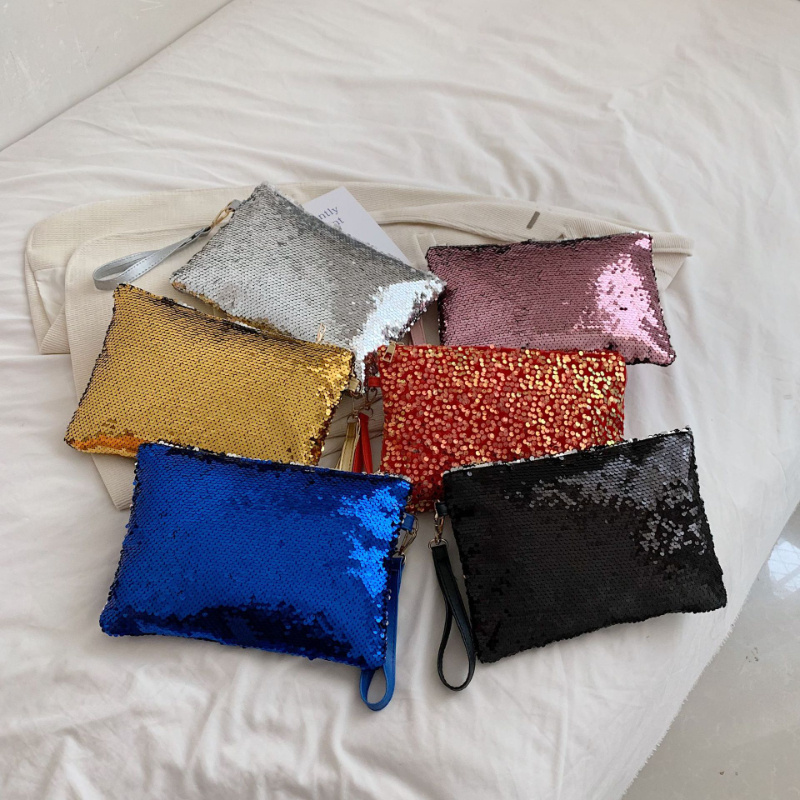 

Elegant Sequin Envelope Clutch With Sparkling Tassel - Fashionable Evening Purse For Women, Polyester Lined