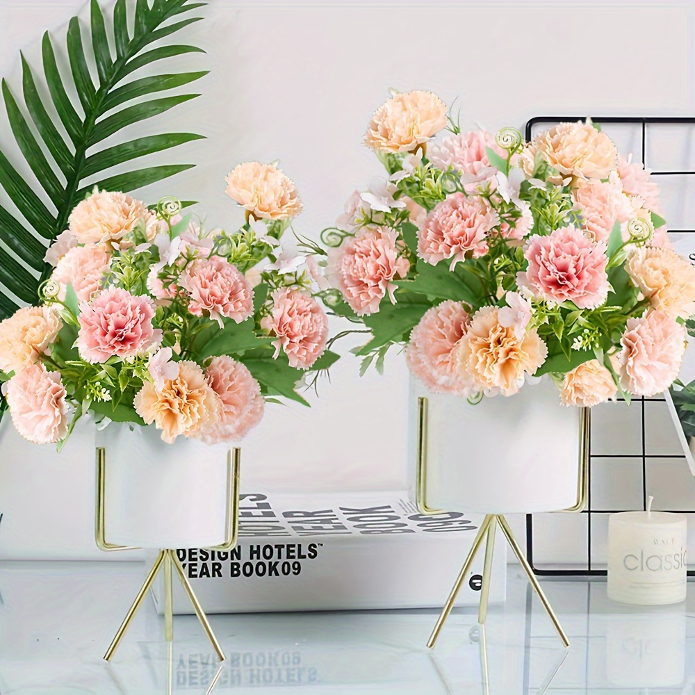 

6pcs Artificial Flowers, Carnations Flower Room Decor Arrangements Wedding Decoration Table Centerpieces, Flower Arrangement, Mother's Day Home Decor