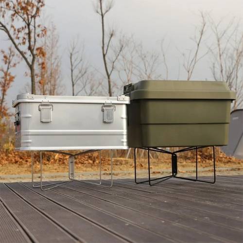 1pc Ice Box Holder, Foldable Portable Fridge Ice Box Stand Stainless Steel Anti-Slip Picnic BBQ Bucket Bracket For Outdoor BBQ Picnic