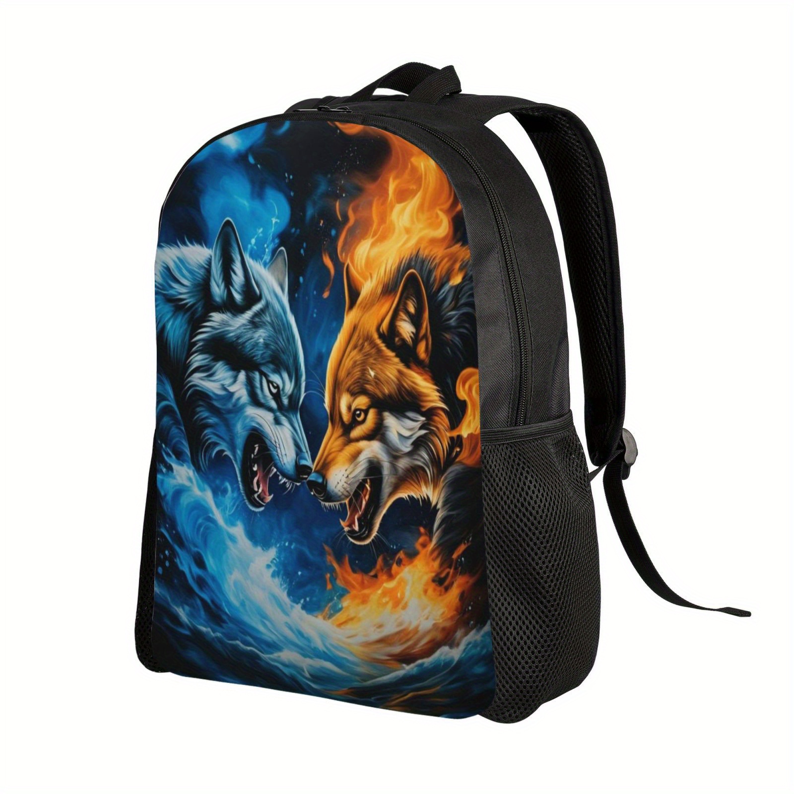 stylish wolf large backpack lunch box pencil case Temu Moldova