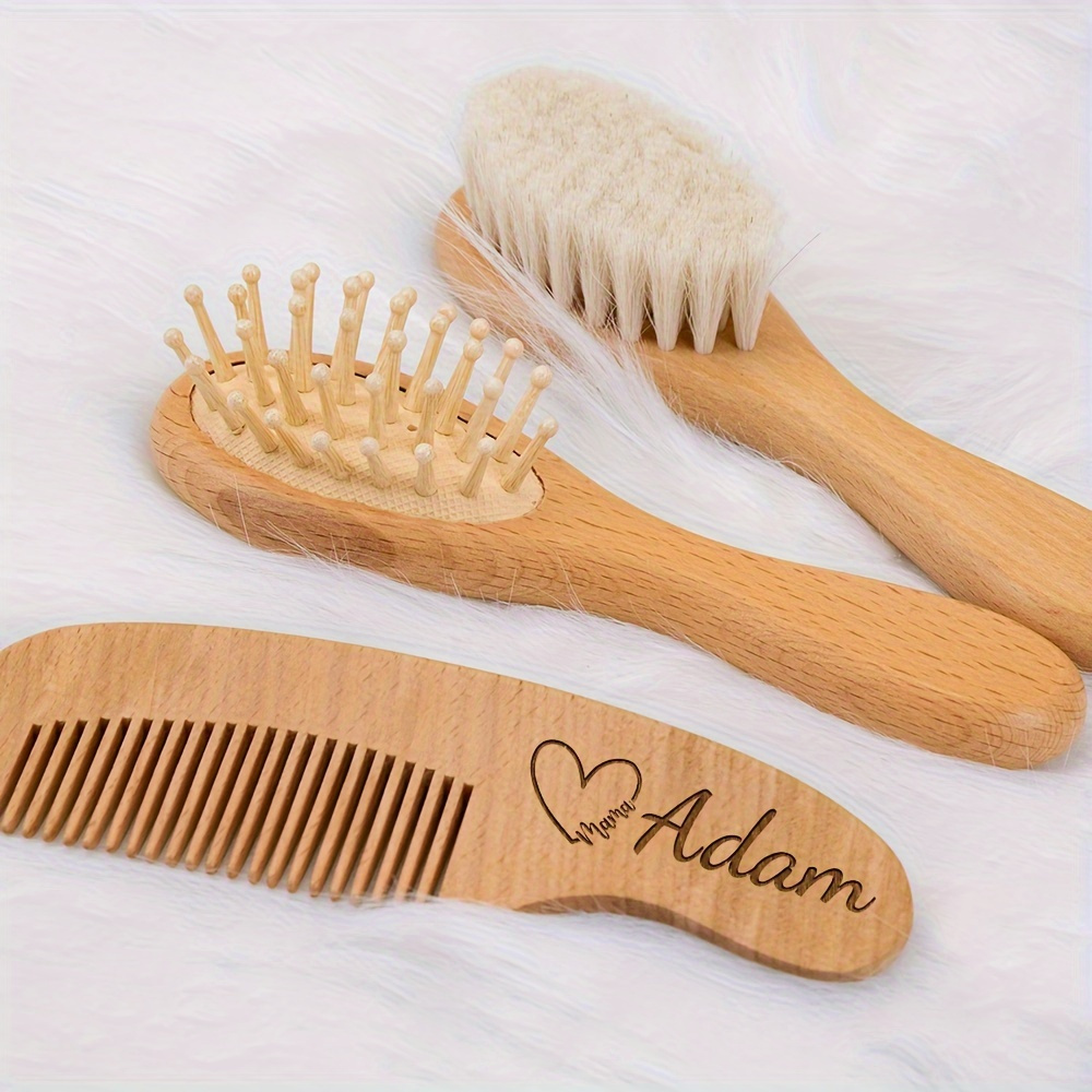 

3pcs/set Hairdressing Set, Personalized Pattern Wooden Comb, Day ,