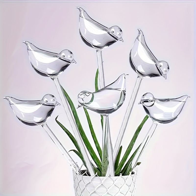 

5-pack Bird-shaped Self-watering Stakes, Transparent Self-watering Globes For Automatic Plant Watering, Perfect For Home Gardening, Balcony Succulent Sprinkler, And Flower Shower Tools