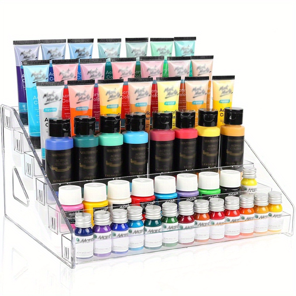 

Versatile Transparent Paint Organizer Rack - 5/6/7 , Detachable Design For Crafts, Lipstick & Nail Polish Storage - Plastic Desktop Display Shelf