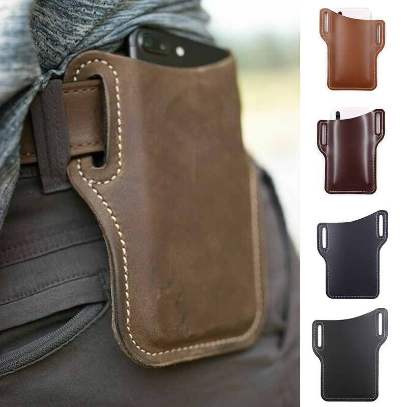 

1pc Phone Holster With Belt Loop - Phones, Water-resistant Pu Material, Outdoor Sports, Running, Travel, Camping & Hiking (brown, Black, Dark Gray), Outdoor Gear Accessory | Case | Stitching