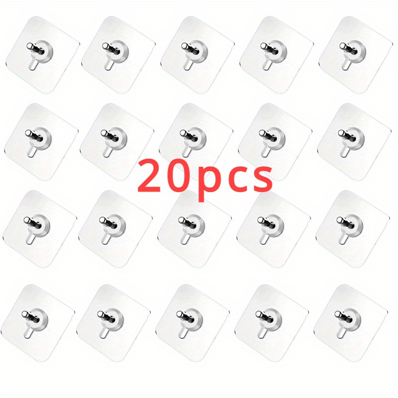 

20pcs Self-adhesive Wall Hanging Screw Stickers, Punch-free Transparent Hooks For Kitchen & Bathroom, Uncharged, Material