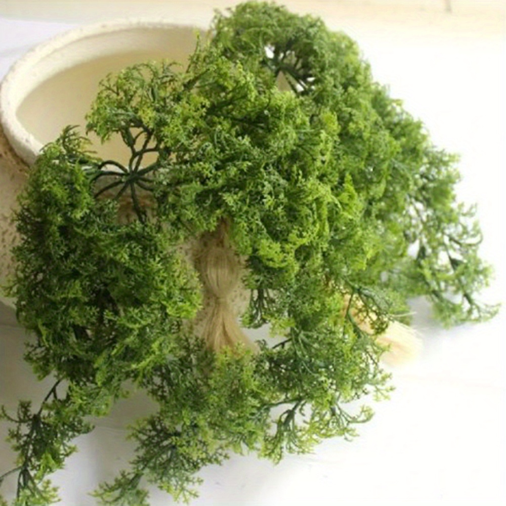 

1pc Artificial Moss Topiary Branches For Wall Decor - Plastic Hanging Vine Potted Plant For Anniversary Micro Landscape