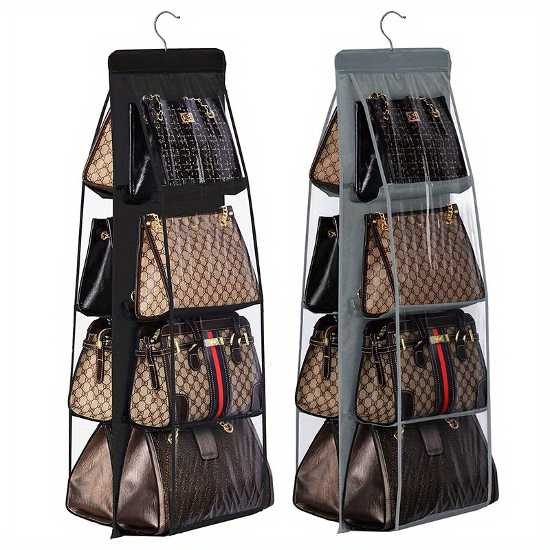 

Handbag Hanging Organizer With 6/8 Pockets - Multi-layer Oxford Cloth Purse Storage Holder, Foldable Closet Rack For Space Saving, Nylon Material - 1pc