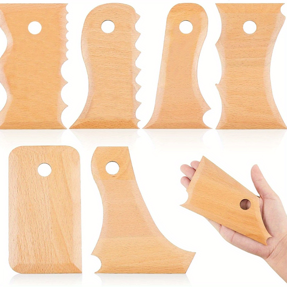 

7 Pieces Pottery Foot Shaper Tools Set - Beech Wood Carving Clay Molds For Ceramics, Uncharged Pottery Trimming Tools For Perfect Shaping And Detailing