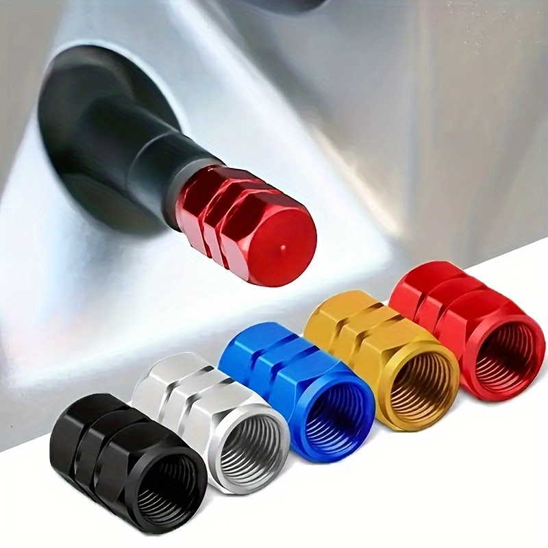 

4pcs Metal Air Valve Stem Caps, Leak-proof, Durable, Universal Fit For Enhanced Safety & Performance