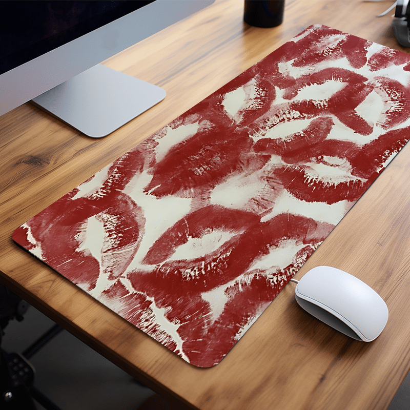 

Red Kiss Lips Aesthetic Non-slip Rubber Mouse Pad - Large Gaming Desk Mat For Office, Computer Keyboard - Room Decor And Birthday Gift For Women And Girls