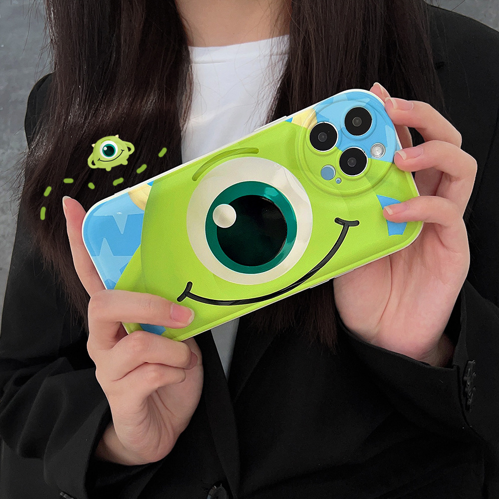 

New Green Big Eyes Monster Star Air Cushion Mobile Phone Case For 15/14/13/12/11/x Series