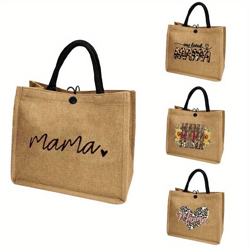 

Mama Letter Print Tote Bag, Large Capacity Shoulder Bag, Women's Casual Handbag For Commuting School Shopping, Beach Bag, Gift For Mother