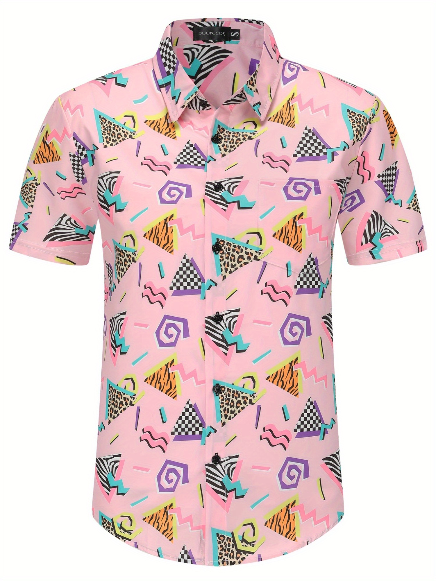 80s print button down