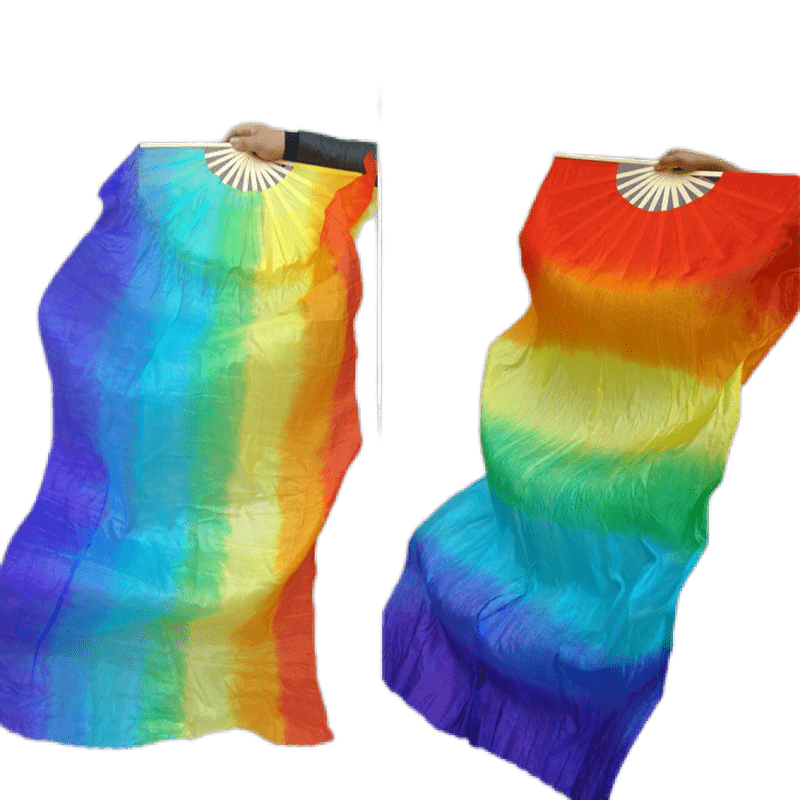 

1pc Extra Large Rainbow Fan, Festival Parade Decor, Colorful Handheld Folding Fan For Party Celebration