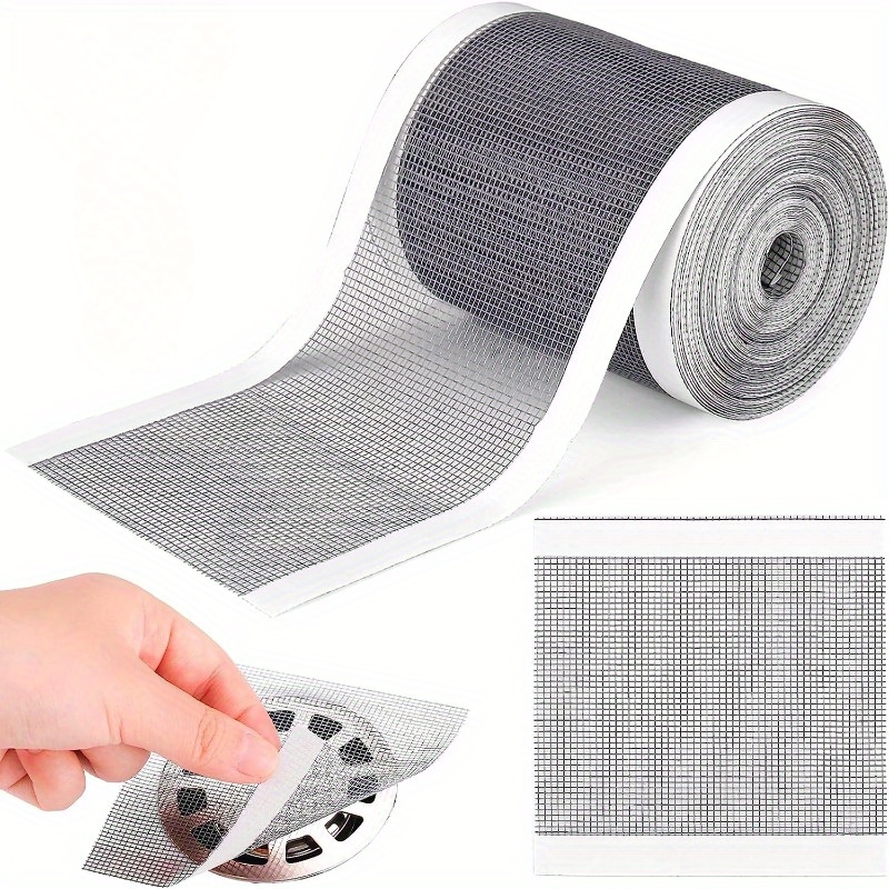 

5m Self-adhesive Shower Drain Hair Catcher - Cuttable, Disposable Mesh Strainer For Bathroom Sinks