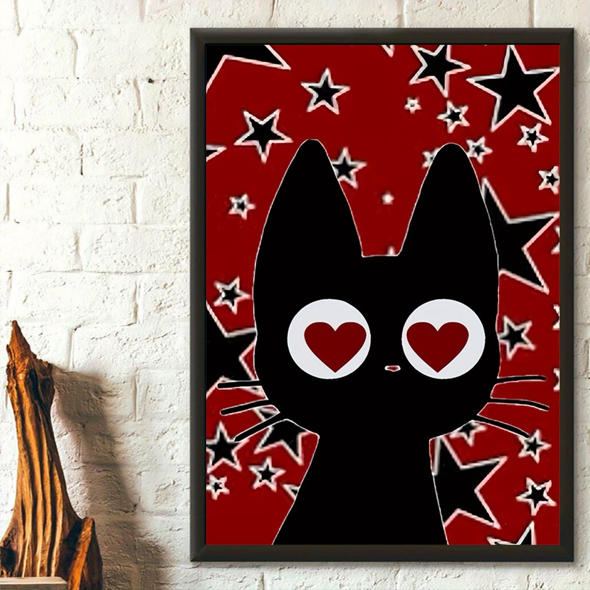 

1pcs/set Black Cat With Loving Eyes Painted Illustration Poster, Wall Art, Wall Decor, Canvas Art, Wall Art Painting Canvas Wall Art Living Room Posters Bedroom Painting No Framed.