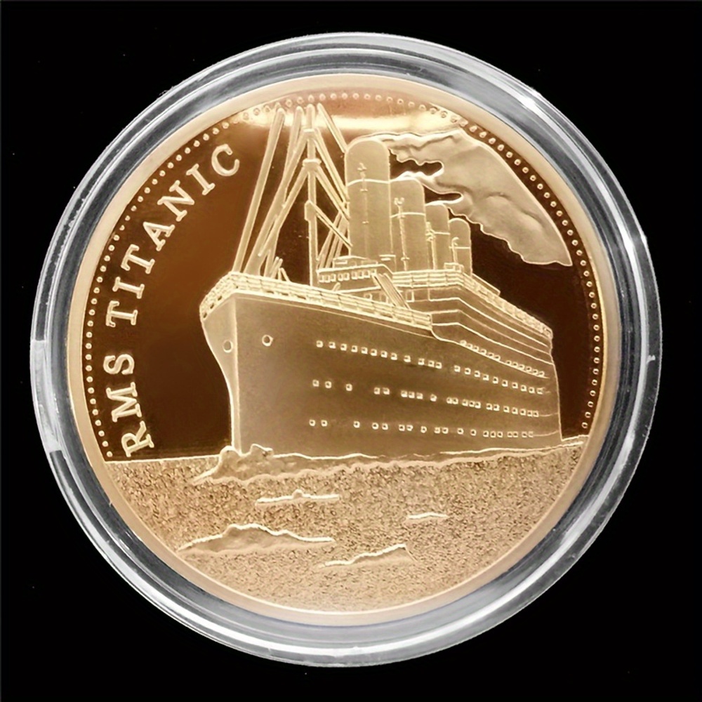 

Titanic Commemorative Coin: Artistic Medal Coin Collection, Titanic Ship Collectible, Home Decor Gift, 4cm/1.57inch, Round, Iron, Vintage Style