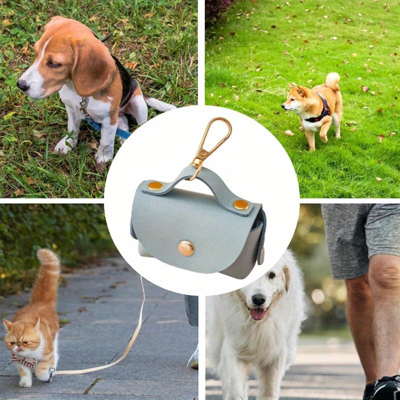 

Leather Dog Poop Bag Holder With Snap Closure - Keychain Clip-on Dog Waste Disposal Pouch - Durable Leather Doggie Bag Carrier