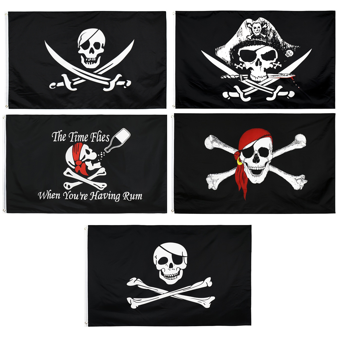 

5pcs/set Flag Jolly Roger Bones And Cross Sabres Swords Pirate Flag 90x150cm 3x5ft Jack Rackham Brethren Of The Coast Pirate Flags