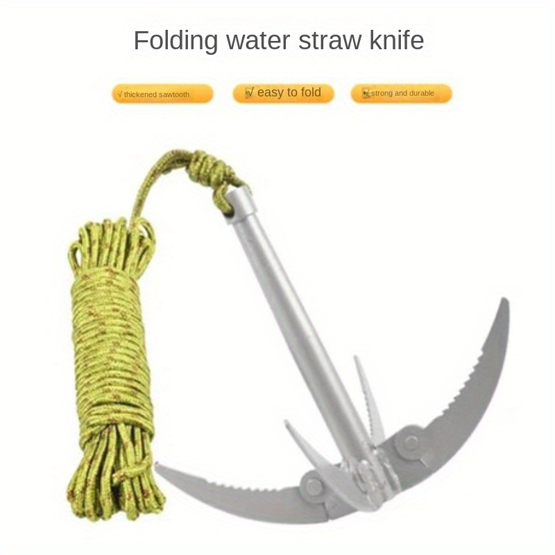

Iron Folding Anchor Knife With 10 Meter Rope - Uncharged Manual Tool Set For Fishing And Outdoor Use, Durable Stainless Steel Teeth, Compact And Easy To Carry