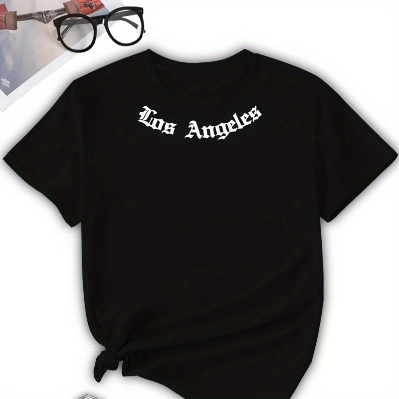 

Letter Print T-shirt, Short Sleeve Crew Neck Casual Top For Summer & Spring, Women's Clothing