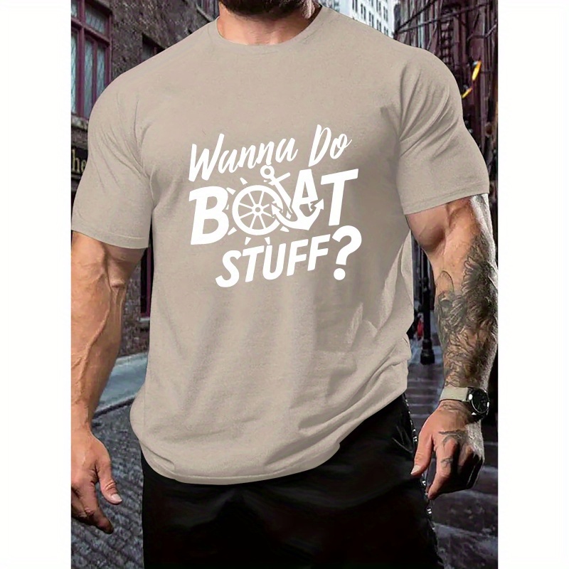 

Wanna Do " Creative Print Casual Short-sleeved T-shirt For Men, Spring And Summer Trendy Top, Comfortable Round Neck Tee, Regular Fit, Versatile Fashion For Everyday Wear