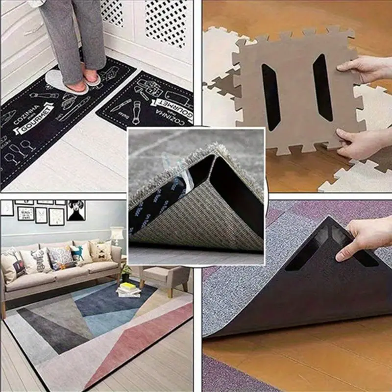 8-Pack Washable Non-Slip Reusable Carpet/Rug Gripper Tape – Keep Rugs In Place Everywhere