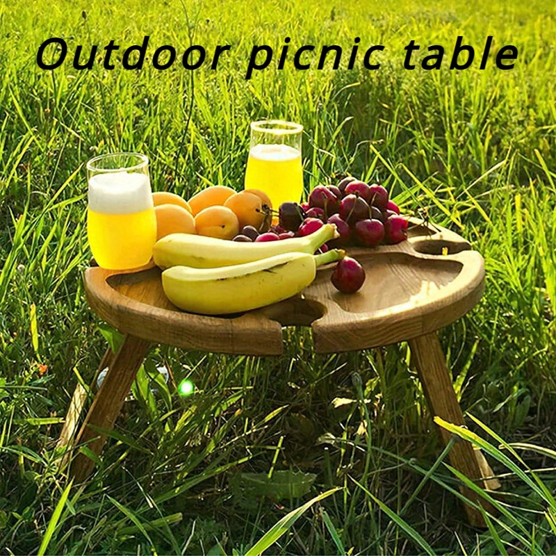 

Petite table à manger pour pique-nique en plein air, plateau à fruits en bois, plateau pliant, table à manger portable, casier à vin, plateau en bois massif