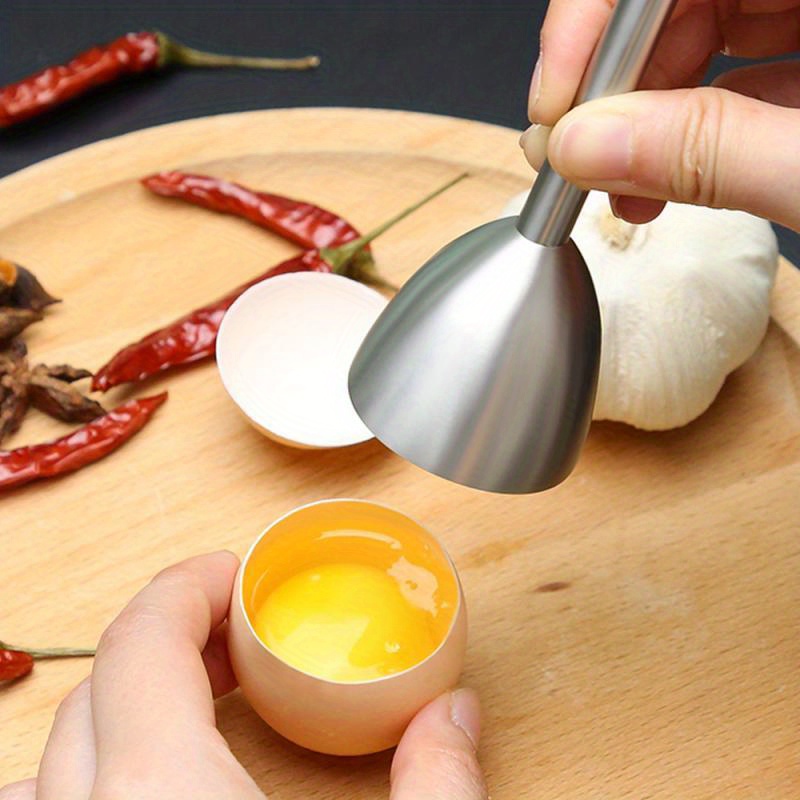 

Stainless Steel Egg Cracker & Separator - Easy Shell Removal, Multifunctional Kitchen Gadget For Perfect Boiled Eggs