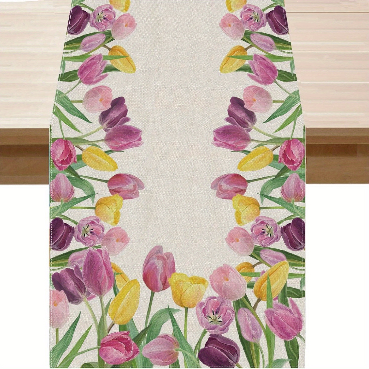 TEMU Runner da Primaverile con Tulipani Rosa e Gialli Incantevoli - Iuta Poliestere, per la Decorazione e , 13x108 Pollici