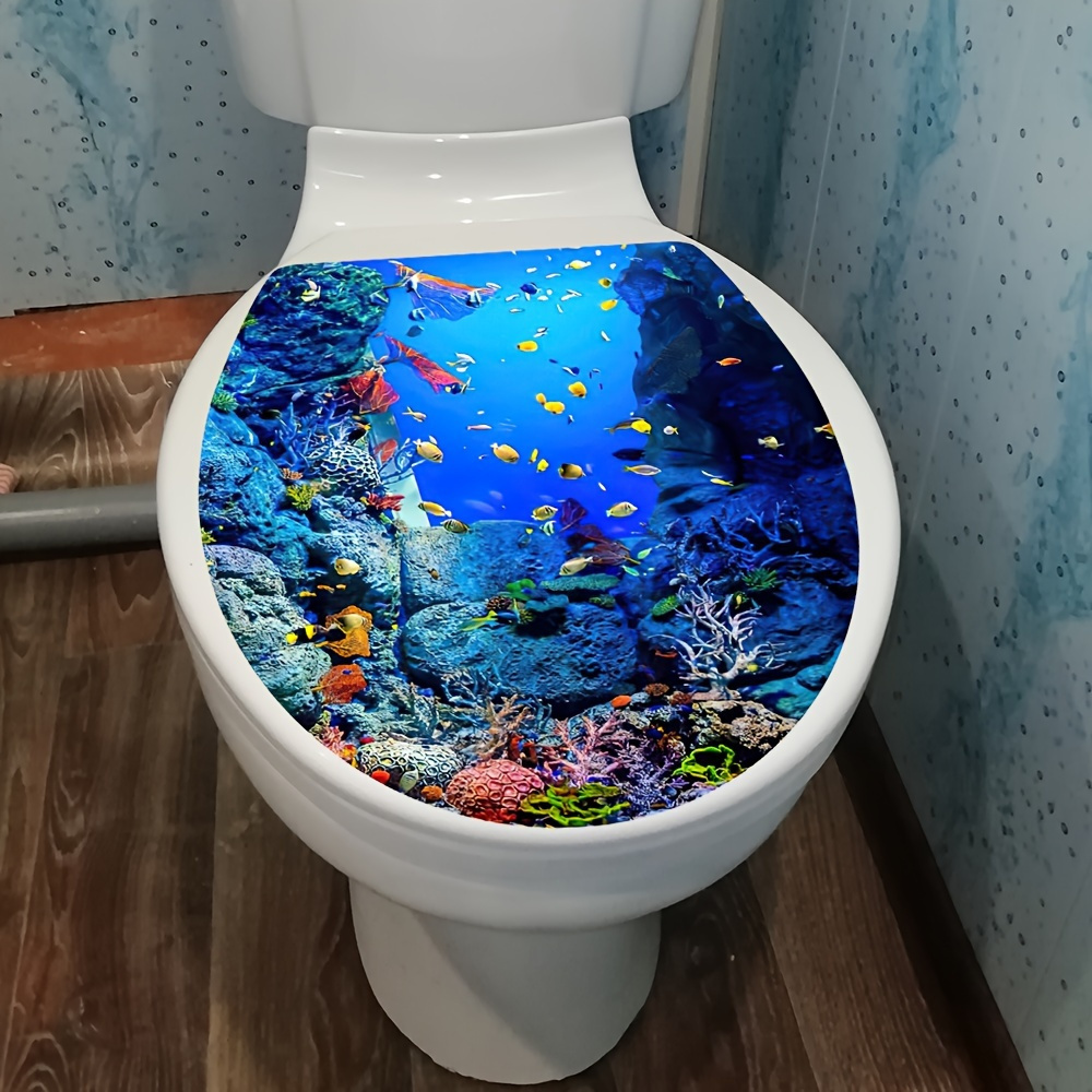 

1pc Toilet Seat Decal - Self-adhesive Plastic Bathroom Sticker With Fun , Matte , Rectangular Shape, Disposable, For Ceramic