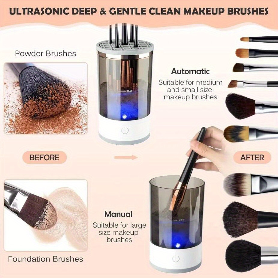 3 in 1 automatic makeup brush cleaner cleaning storage box case drying holder stand keep your brushes fresh and also can use for brush pen gift details 4