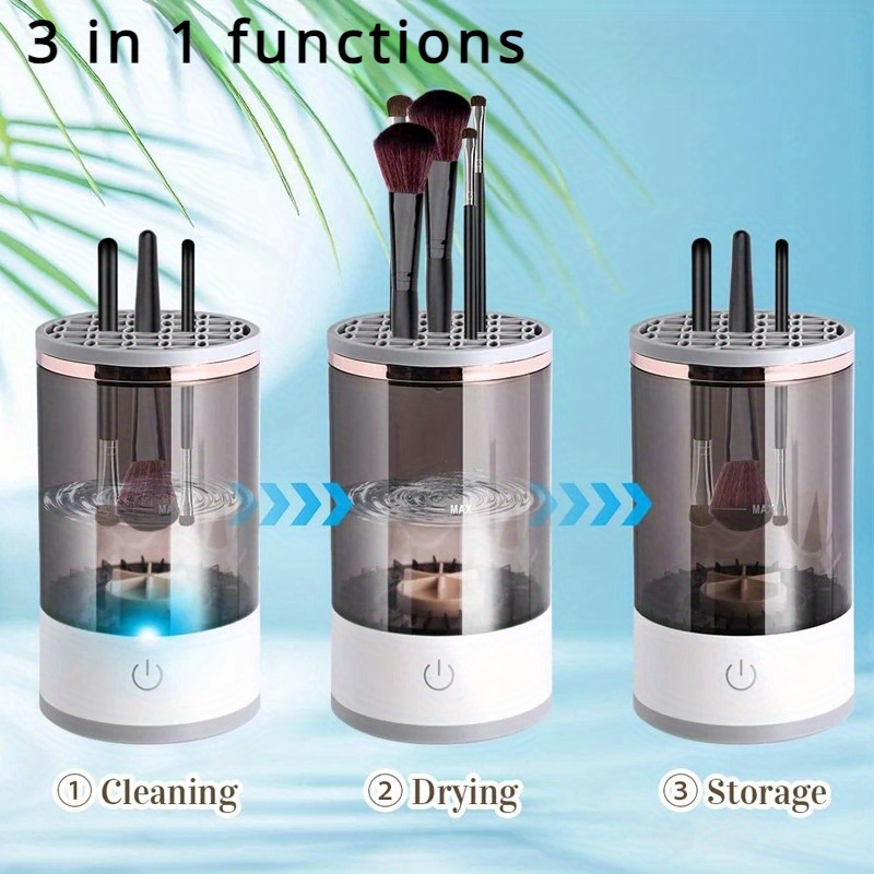 3 in 1 automatic makeup brush cleaner cleaning storage box case drying holder stand keep your brushes fresh and also can use for brush pen gift details 2