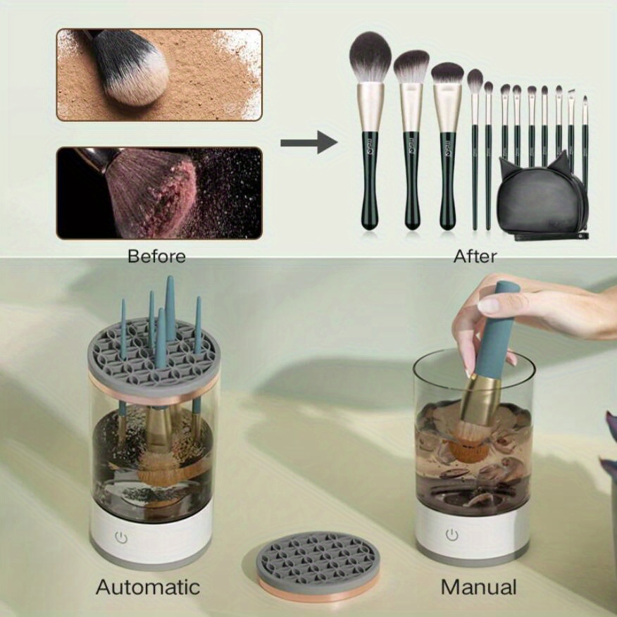 3 in 1 automatic makeup brush cleaner cleaning storage box case drying holder stand keep your brushes fresh and also can use for brush pen gift details 0