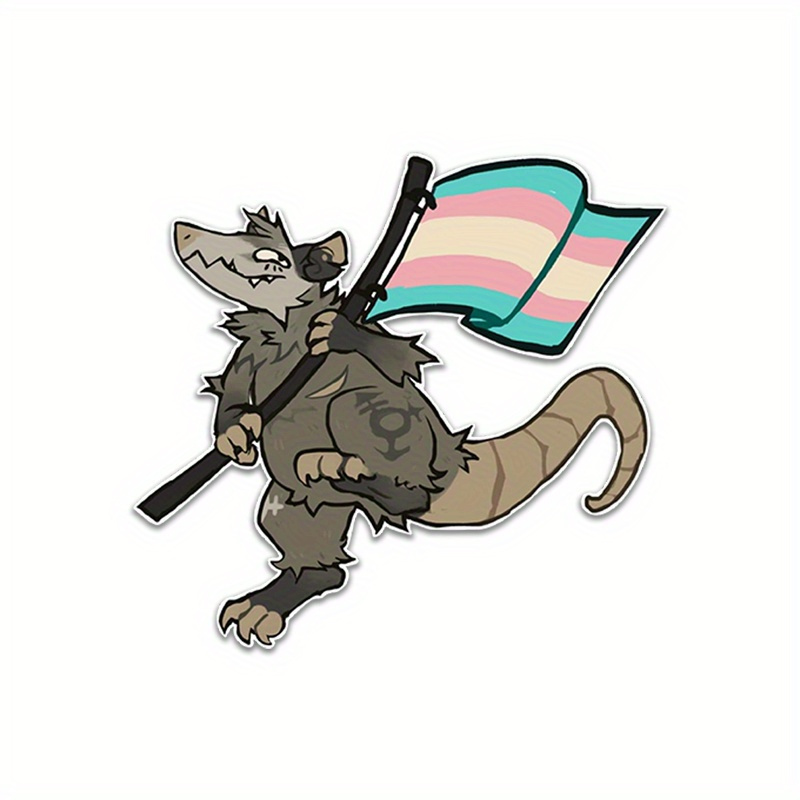 Trans Rights Opossum Bumper Sticker Vinyl Decal - Support Trans Rights with this Bold and Colorful Decal for Your Car!