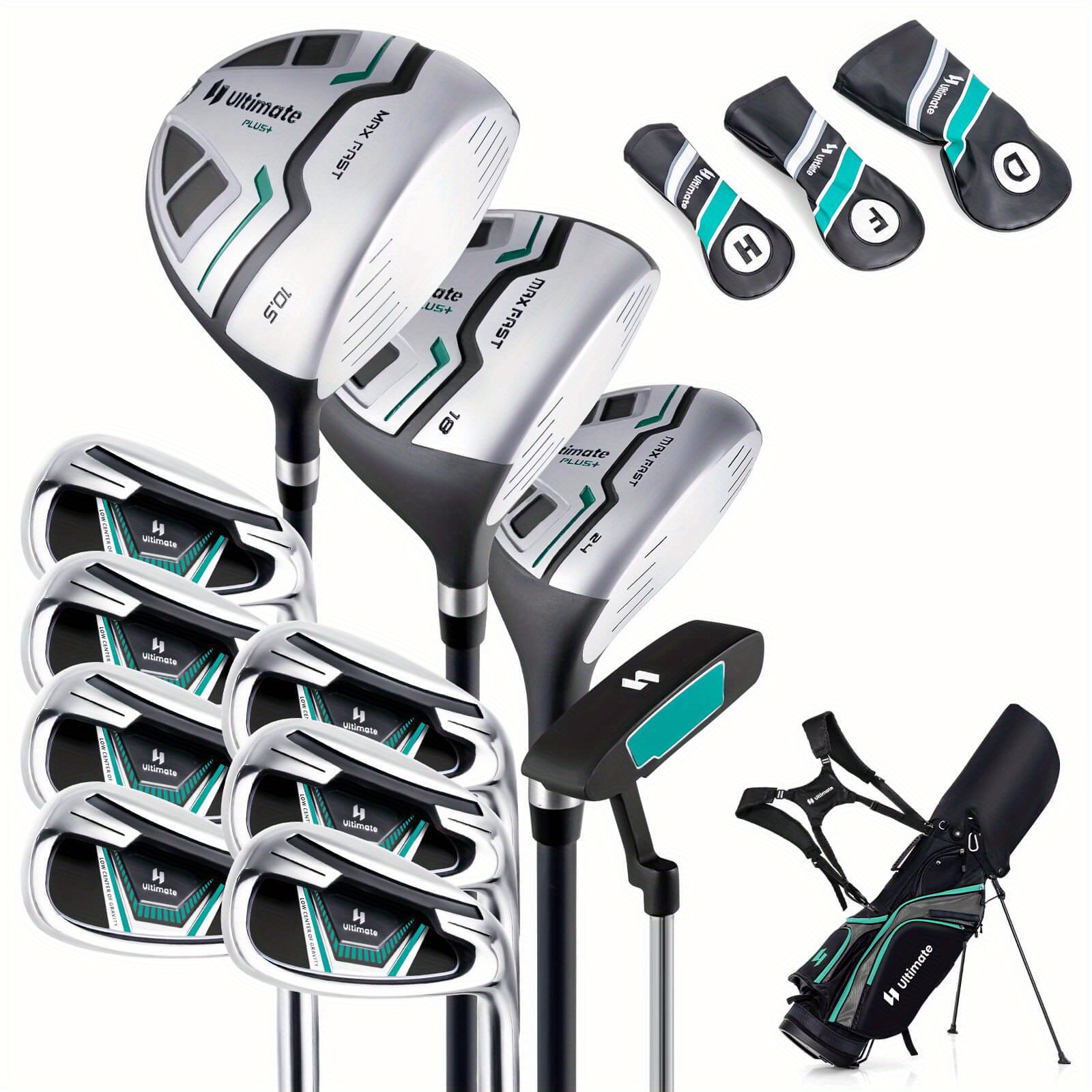 

Goplus Men's Complete Golf Club Set Golf Club Package Set Incl 460cc W/ Rain Hood