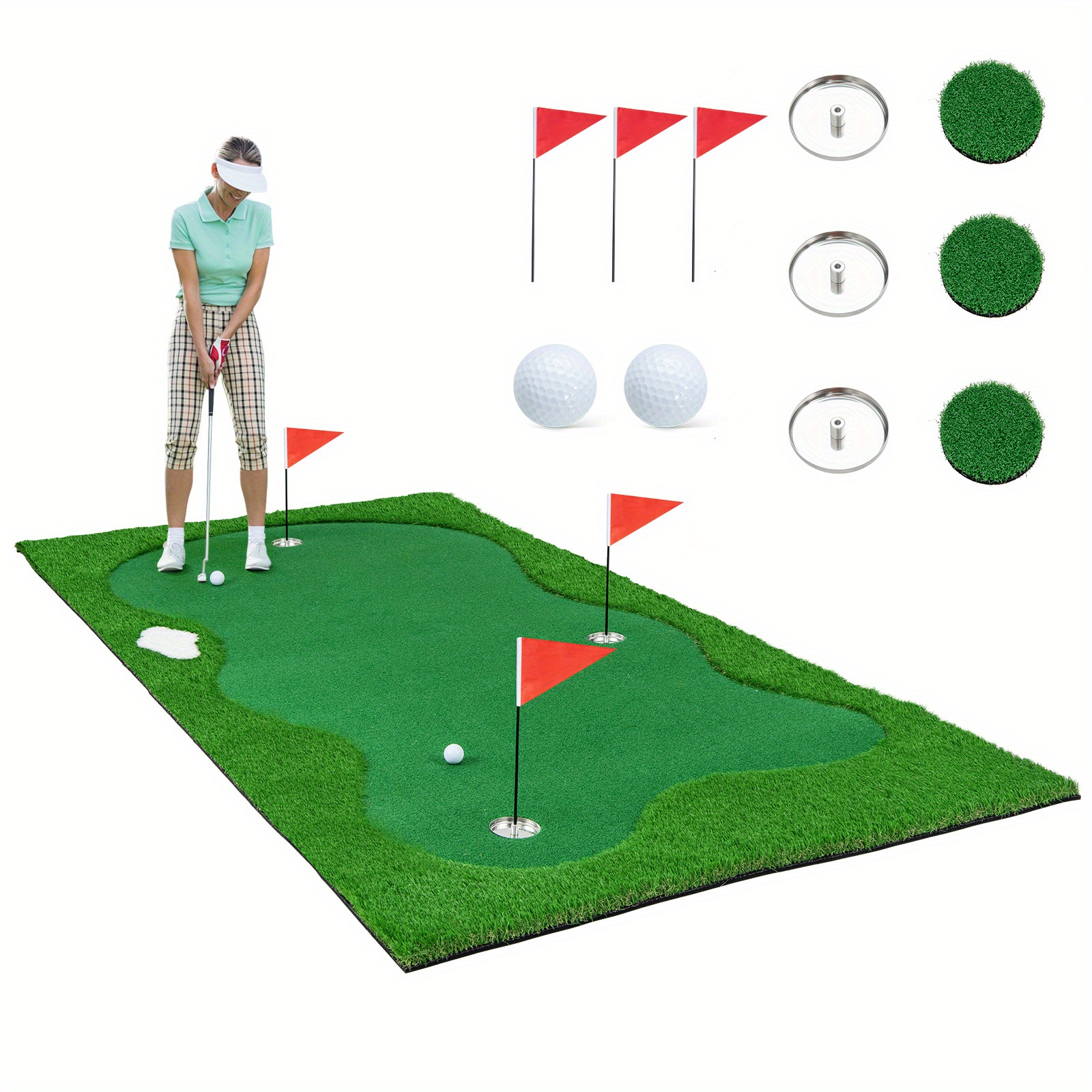 

Goplus 10 X 5 Ft Golf Putting Green Professional Golf Training Mat W/ 2 Golf Balls