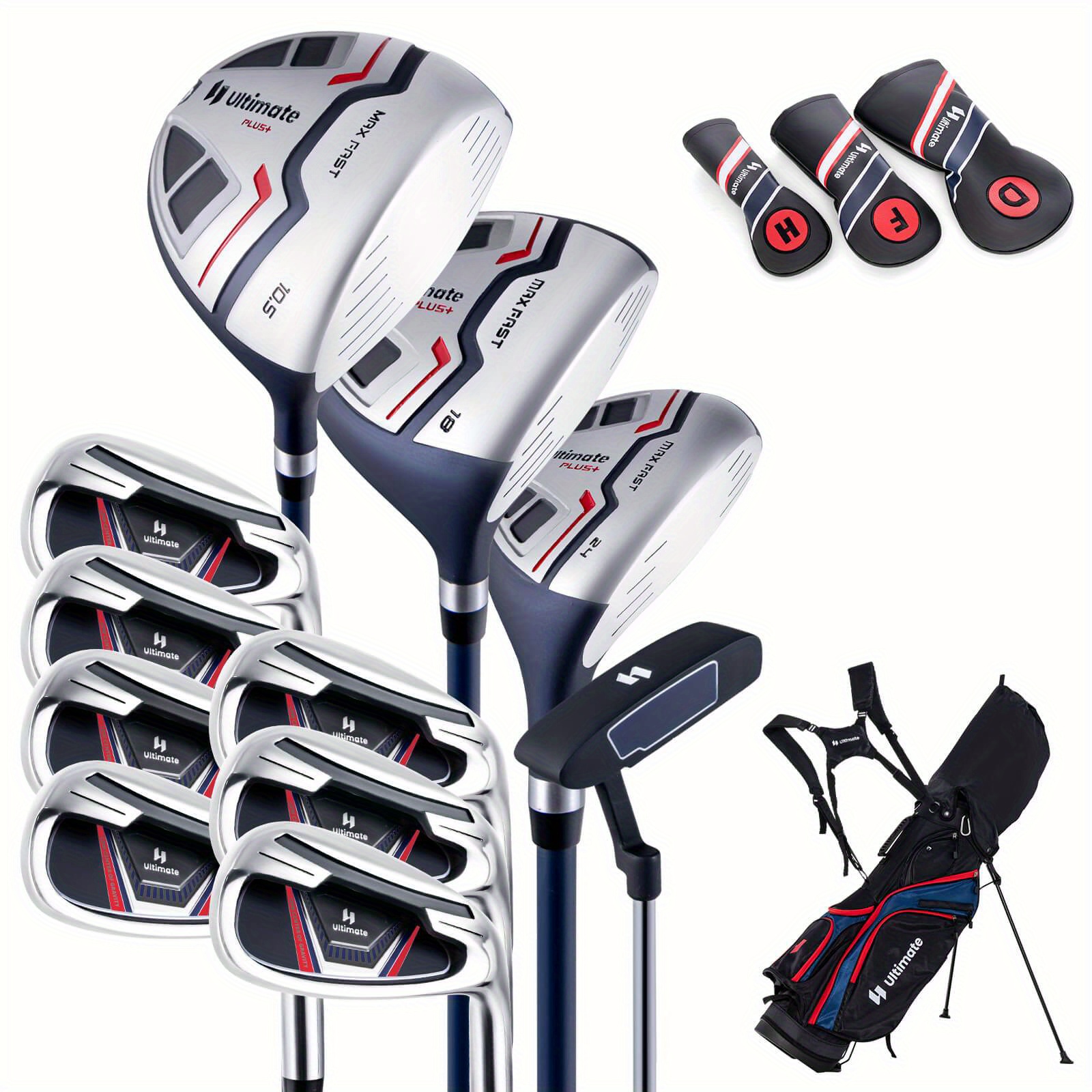 

Goplus Men's Complete Golf Club Set Golf Club Package Set Incl 460cc W/ Rain Hood