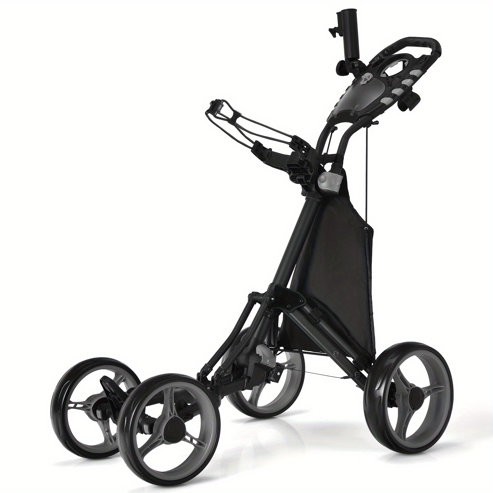 TEMU Chariot de Pliable Goplus à 4 Roues avec Sac et de Score, Poignée Réglable - Gris